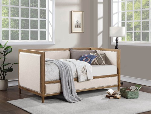 Beige fabric upholstered 1pc - beige,