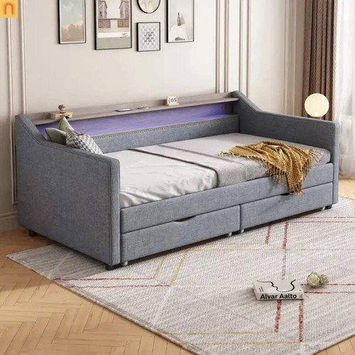 Bed frame daybed twin linen - bed,